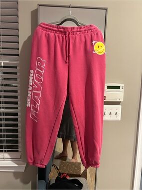 Poppi Hot Pink "Serving Flavor" Graphic Sweatpants Size XL